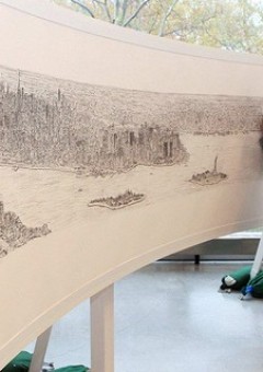 Рисунок Нью-Йорка по памяти.